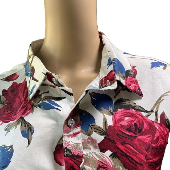 Womens White Multi Floral Print Long Sleeve Button Up Cottagecore Shirt Small - Picture 2 of 13